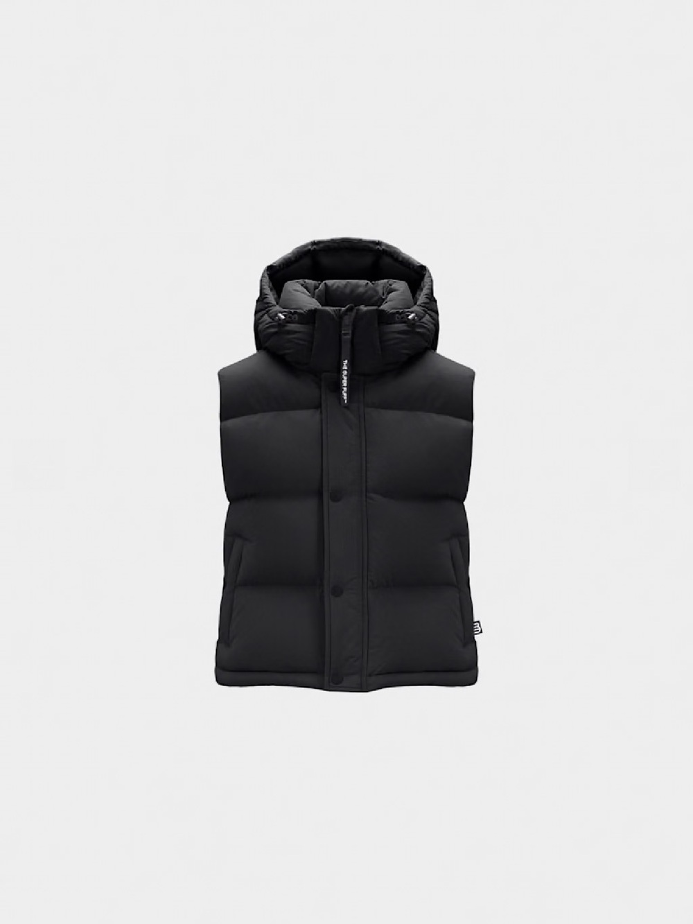 Womens Black Hooded Puffer Vest